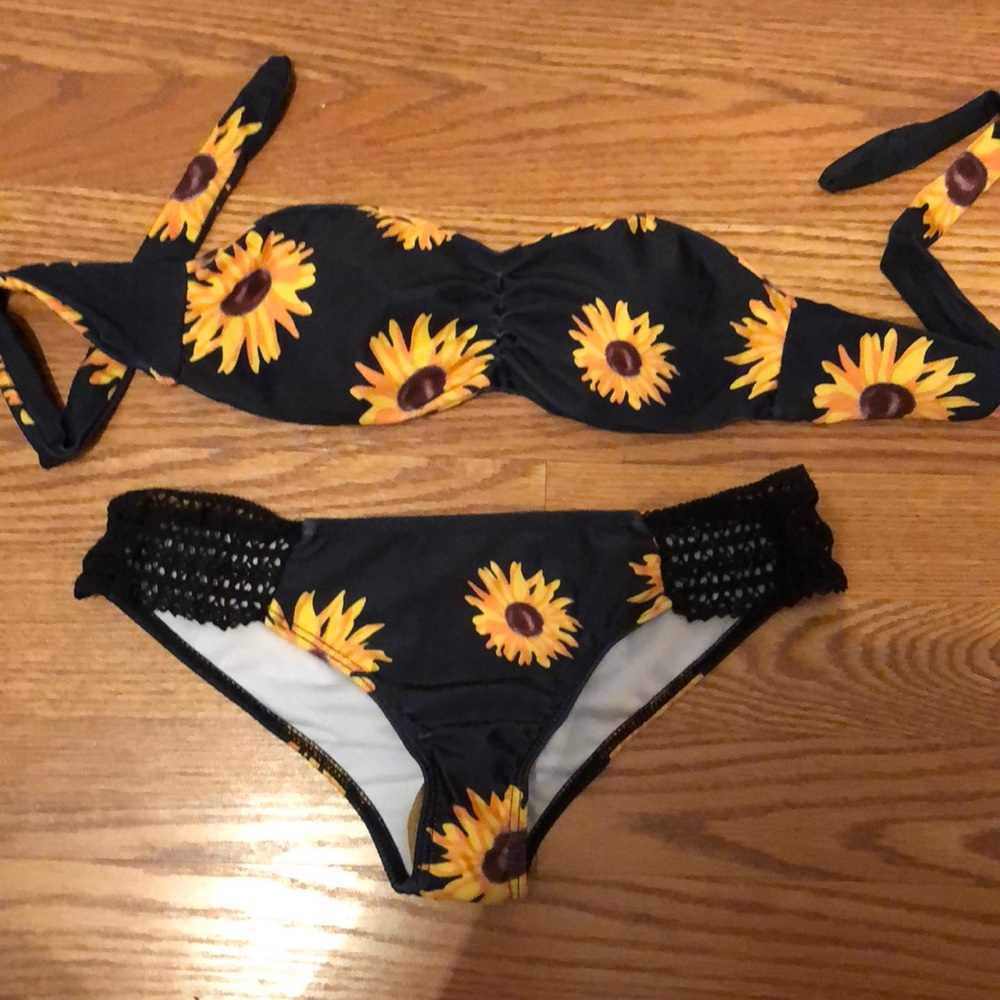 Sunflower bandeau bikini set S/M
